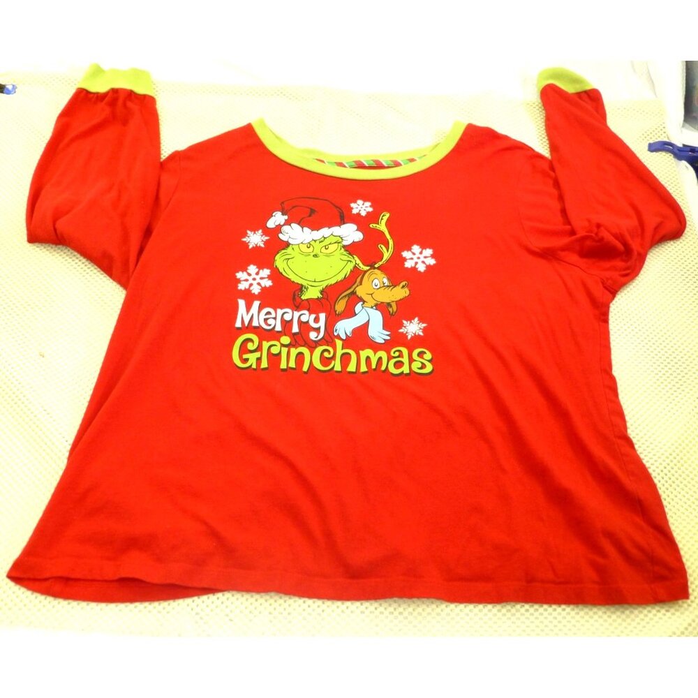 Grinch Womens 2X Long Sleeve Christmas Shirt Red Green Merry Grinchmas LZ40910SA